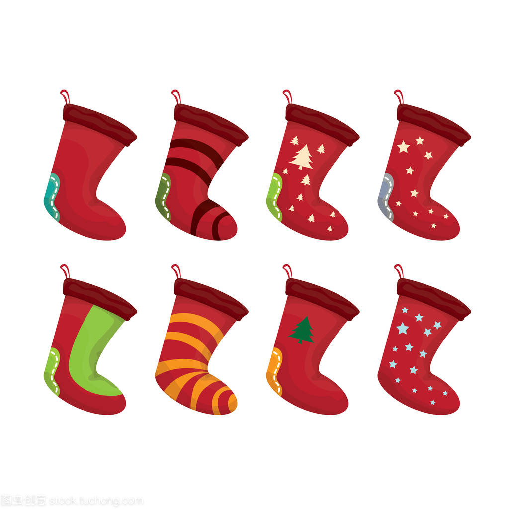 矢量卡通可愛圣誕襪