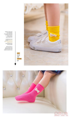 Q1668童趣娃品春季新款女寶純色卷邊蝴蝶結兒童襪子 精致童裝，批發(fā)首選